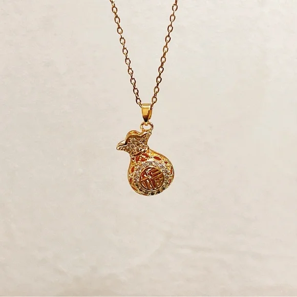 ✨ Good luck”福” bubble money bag Pendant Necklace - Picture 4 of 7